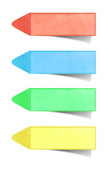 recycled paper stick on white background, copy space for advertising message
