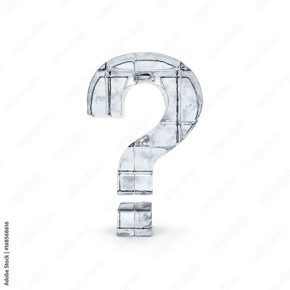 Fototapete question mark made out of ice. 3d rendering
