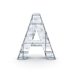 Alphabet made out of ice. 3D rendering