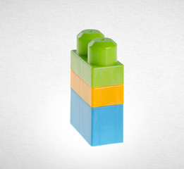 Building blocks or Plastic building blocks on background.