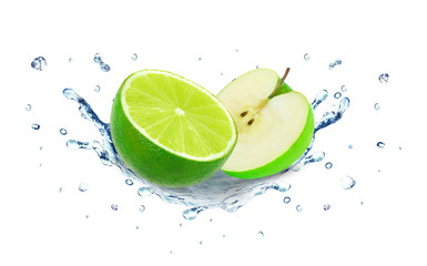 Lime and apple splash water