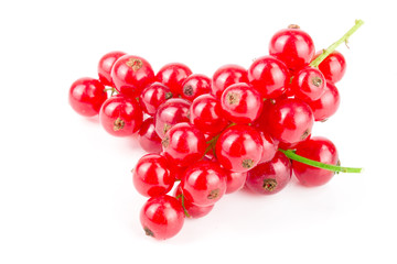 Red currant berries isolated on white background