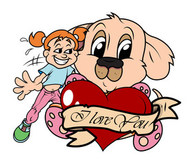 Cute Girl with Teddy Bear Vector
