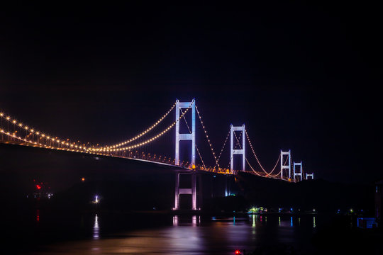 Fototapeta illuminated bridge night view.