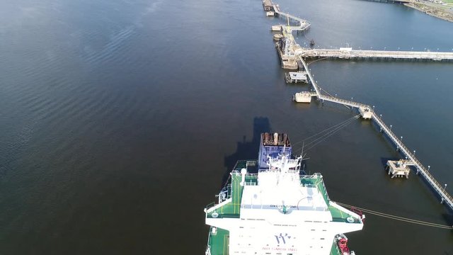 Aerial View Of Oil Tanker at Refinery Delaware River Philadelphia