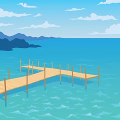 Crédence en verre imprimé Jetée Tropical ocean landscape with wooden dock.