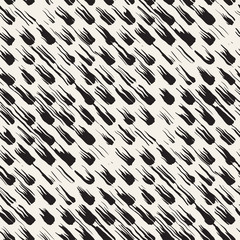 Vector seamless pattern with brush stripes and strokes. Black and white background with ink elements. Hand painted grunge texture.