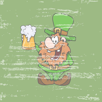 Old Laughing Leprechaun with Beer