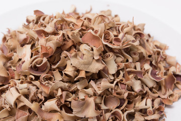 Dry Bael Fruit tea (Aegle marmelos) isolated on white background