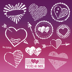 Romantic grunge white frames and stamps