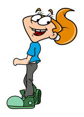 Happy Funny Cartoon Girl Character