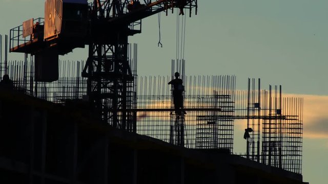 Construction site sunset, timelapse