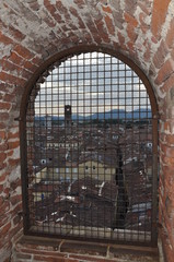 Old town Lucca in a window frame