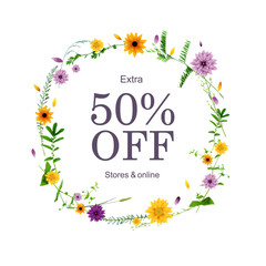 Sale Poster With Flowers