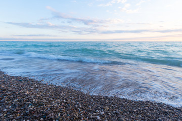 Sea surf on a stony beach.