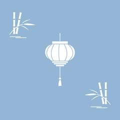 Obraz premium Stylized icon of the chinese lantern and bamboo. Travel and leisure.