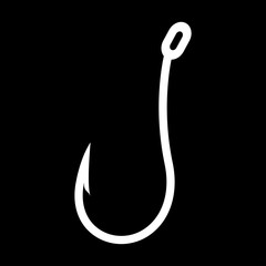 Fish hook white color icon .