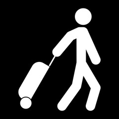 Man with suitcase white color icon .