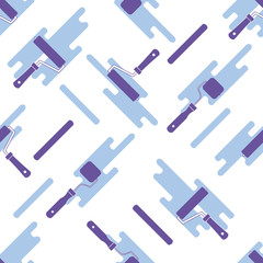 Seamless pattern of rollers for paint and paint spots.