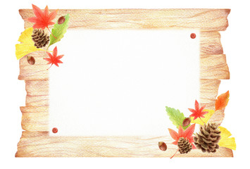 秋の落ち葉の看板