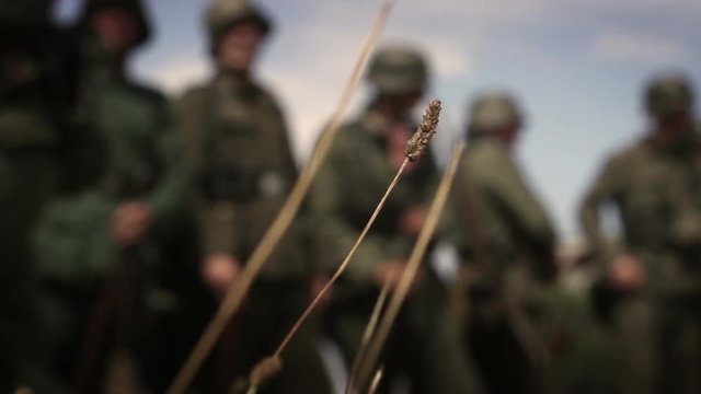World War Two - German Troops stand at attention and prepare for the normandy  D-Day invasion