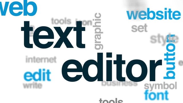 Text editor animated word cloud, text design animation.