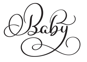 Baby word on white background. Hand drawn Calligraphy lettering Vector illustration EPS10