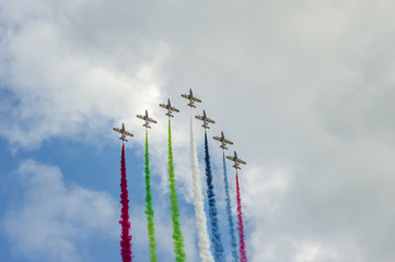  Al Fursan aerobatic team from United Arab Emirates in the sky
