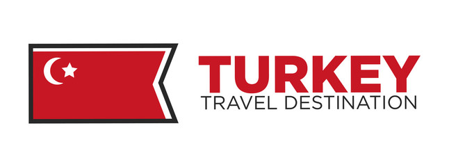 Turkey travel destination words and flag