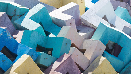 Multi-colored concrete blocks