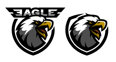 Head of the eagle, sport logo. Two versions.