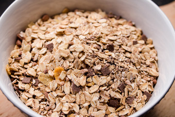 Dry oatmeal in a bowl