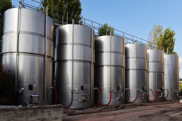 tanks with wine at the winery