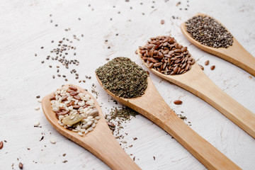 Collection of Spices in Wooden Spoons