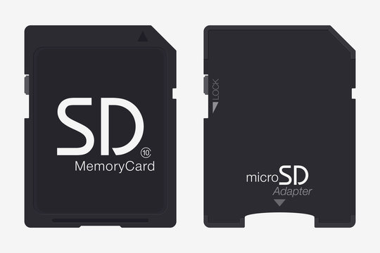 Top View Micro SD to SD Memory Card Adapter. Memory Chip Isolated