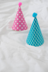 Boy or girl paper hat on white background.