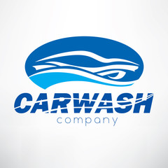 car wash stylized vector symbol, design elements for logo template