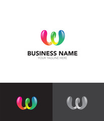 W Logo Template colorful logo template