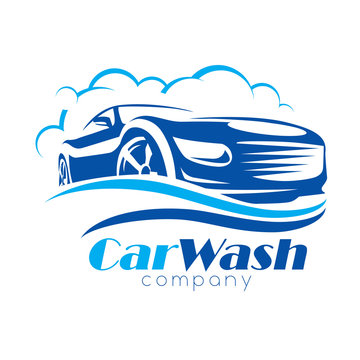 car wash stylized vector symbol, design elements for logo template
