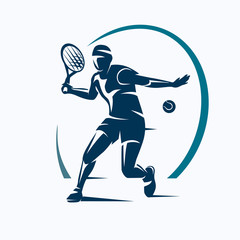 tennis player stylized vector silhouette, emblem or logo template - 168578615