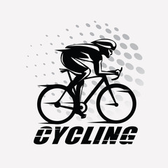 Fototapeta premium cycling race stylized symbol, outlined cyclist vector silhouette