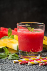 Glass of fresh watermelon juice