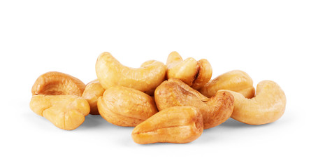 cashew nuts salty roasted food ingredient natural isolated white background