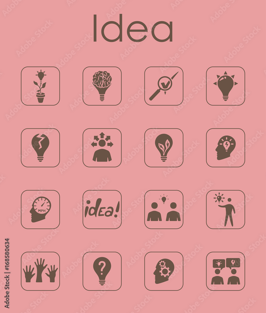 Poster set of idea simple icons