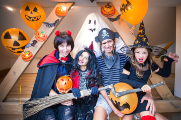 family in halloween costumes