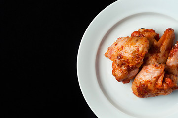 snack to beer on a large wooden plate with the sauce
