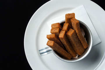 snack to beer on a large wooden plate with the sauce
