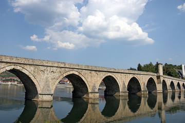Fototapeta na wymiar old stone bridge on Drina river Visegrad Bosnia
