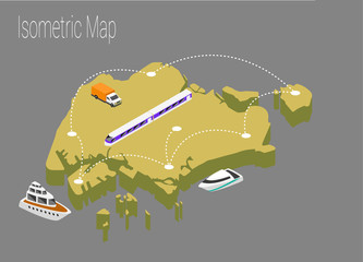 Map Singapore isometric concept.