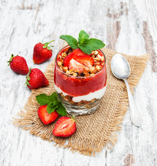 Yogurt and granola for breakfast